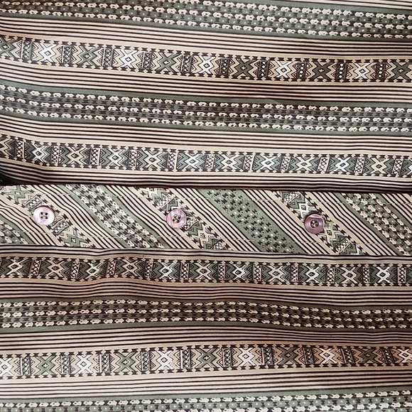 Vintage Neiman Marcus Retro Blouse Size 6 Geometric Stripe Button Down W/ Scarf - Picture 4 of 8